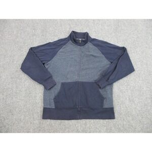 J Crew Sweatshirt Mens Medium Blue Vintage Fleece Full Zip Mock Neck Pockets